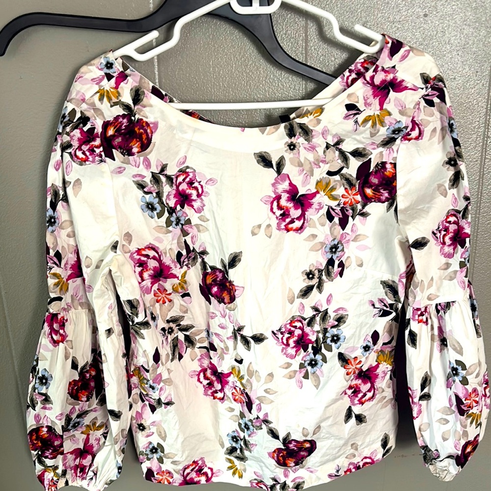 White House Black Market Red Ruffled Blouse